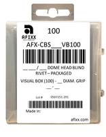 AFX-CBS44-VB100 Copper/Steel 1/8" Open End Dome Head - Visual Box
